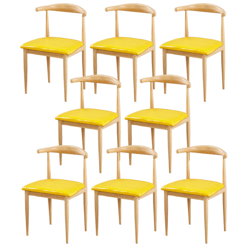 Contemporary Home Side Chair Open Back Metal Dining Room Chair Upholstered