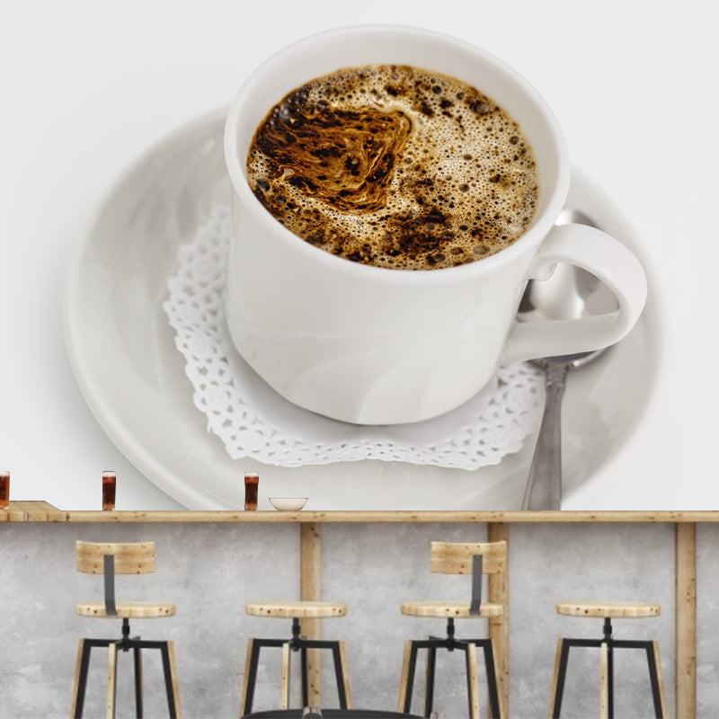 Coffee Mural Wallpaper Moisture Resistant Wall Decor for Coffee Shop, Customized Size