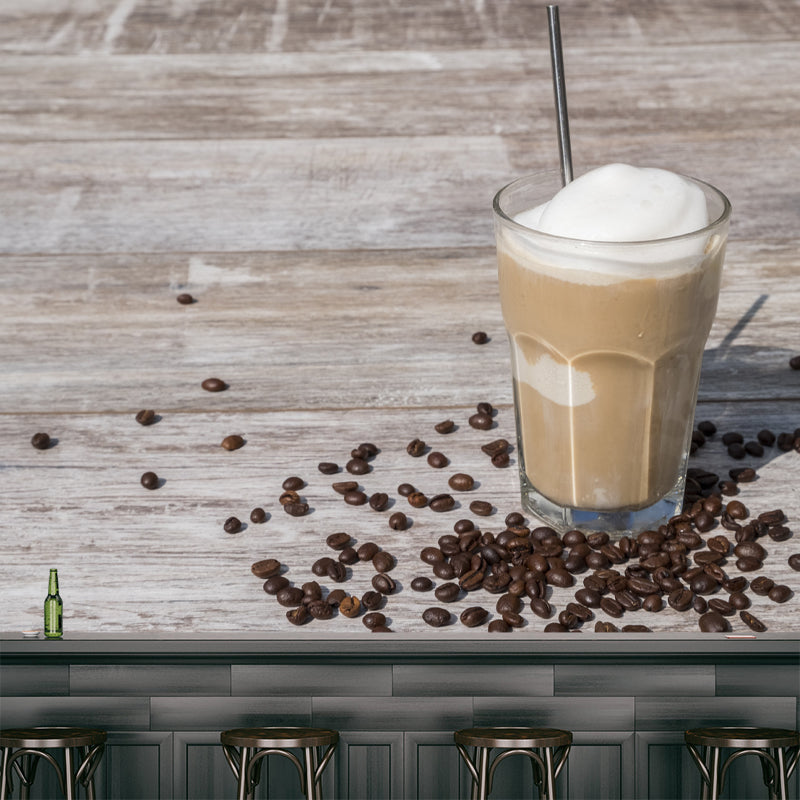 Coffee Mural Wallpaper Moisture Resistant Wall Decor for Coffee Shop, Customized Size