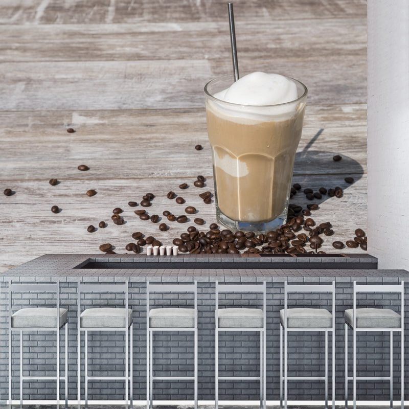 Coffee Mural Wallpaper Moisture Resistant Wall Decor for Coffee Shop, Customized Size