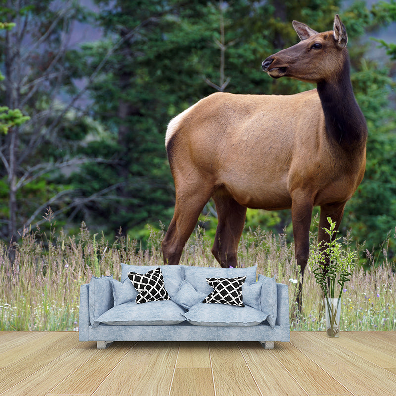 Deer Animal Water-Resistant Wall Mural Minimalist Wall Covering for Living Room Decor