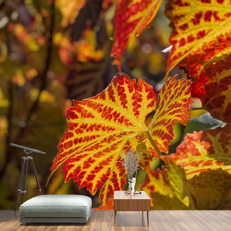 Tree Leaf Wall Mural for Guest Room Decor Moisture Resistant Home Decor