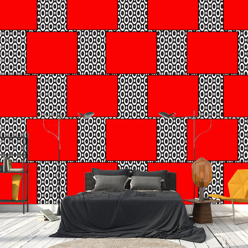 Illustration of Geometric Square Mural Wallpaper for Living Room Decor, Waterproofing