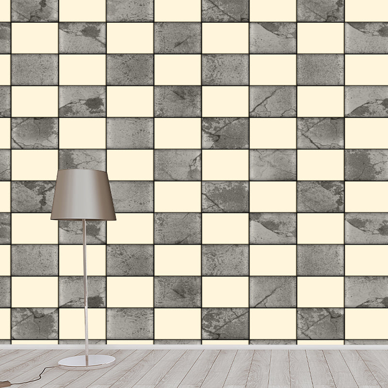 Illustration of Geometric Square Mural Wallpaper for Living Room Decor, Waterproofing