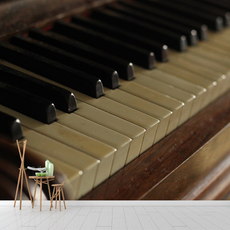Piano Photo Mural Wallpaper Water-Resistant Wall Covering for PlayRoom