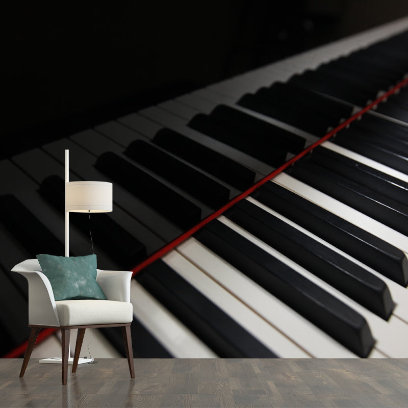 Piano Photo Mural Wallpaper Water-Resistant Wall Covering for PlayRoom