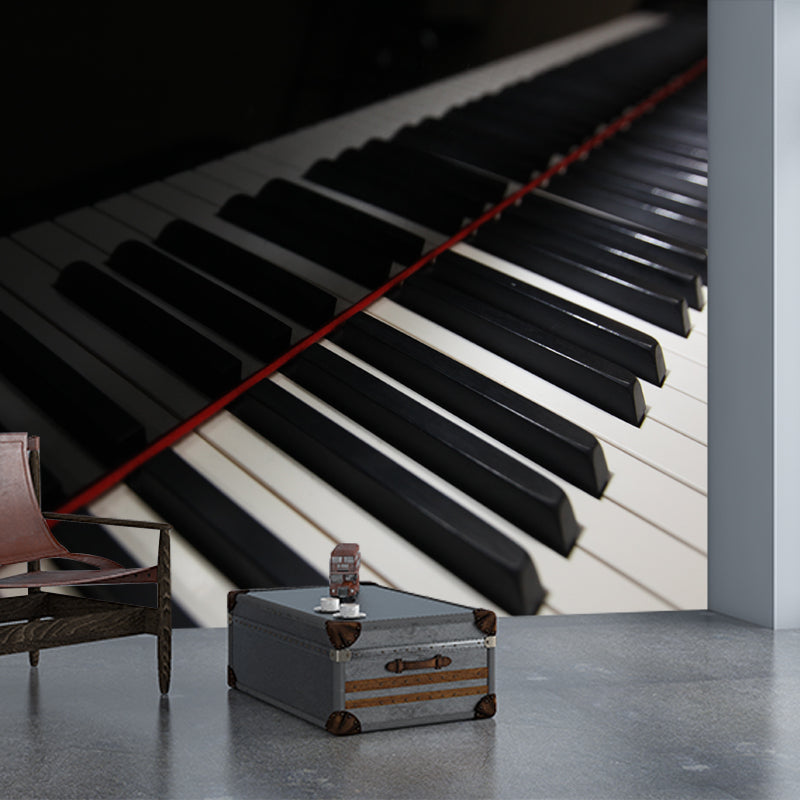 Piano Photo Mural Wallpaper Water-Resistant Wall Covering for PlayRoom