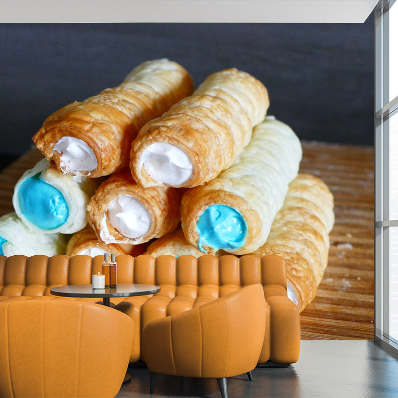Tasty Dessert Mural Wallpaper Contemporary Wall Covering for Dessert Shop