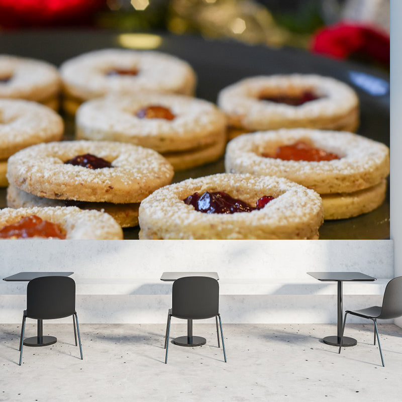 Exquisite Dim Sum Desserts Mural Wallpaper Mildew Resistant Cake Shop Wall Decor