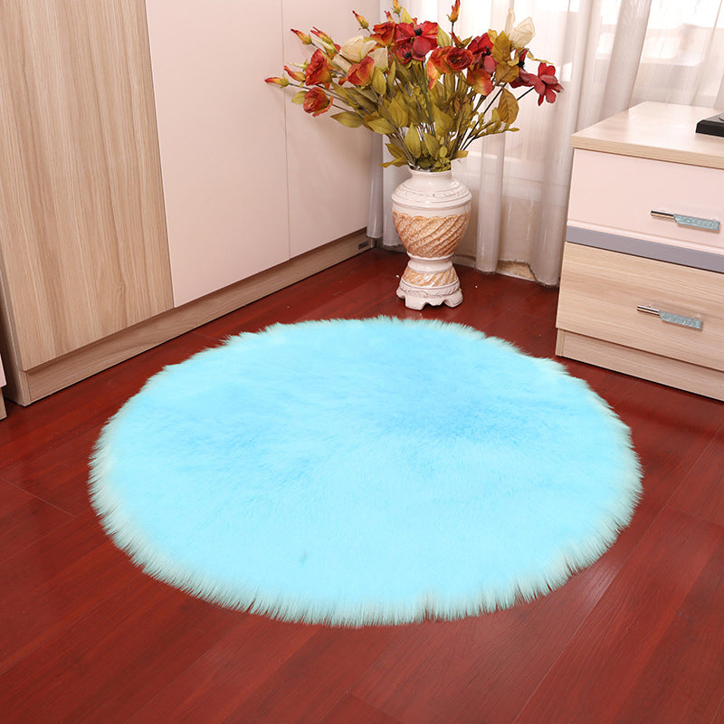 Trendy Round Shag Area Rug Casual Plain Indoor Rug Polyester Stain Resistant Carpet for Home Decor