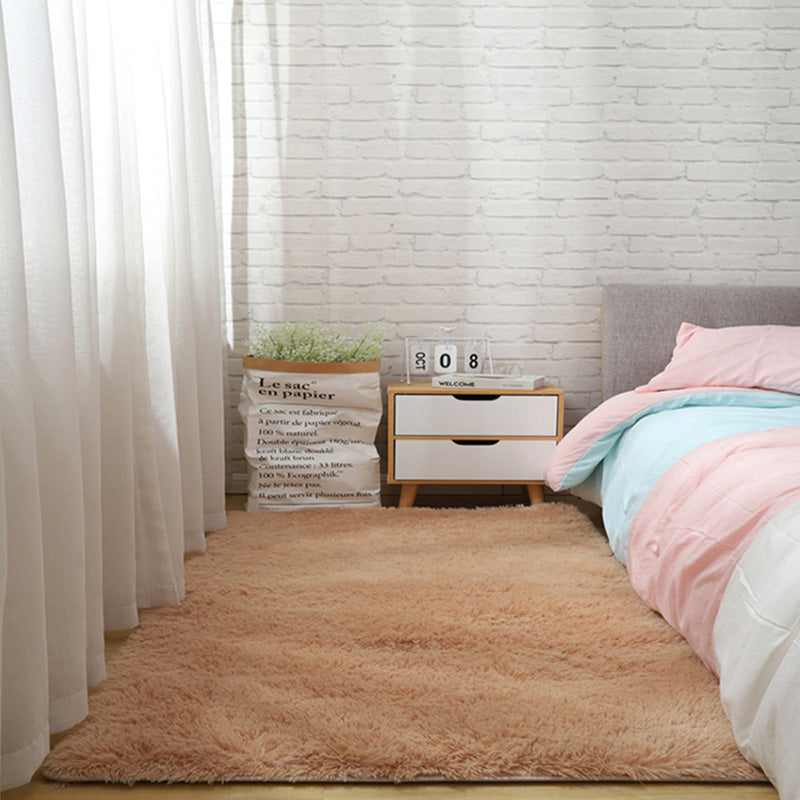 Natural Plain Shag Carpet Polyester Area Rug Stain Resistant Indoor Carpet for Adults Bedroom