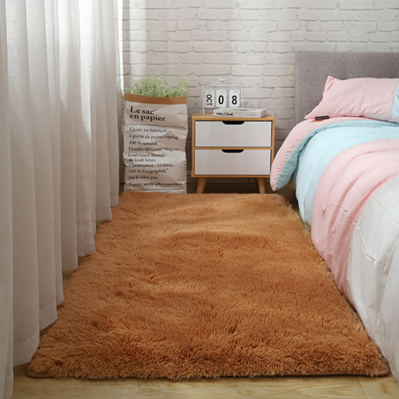 Natural Plain Shag Carpet Polyester Area Rug Stain Resistant Indoor Carpet for Adults Bedroom