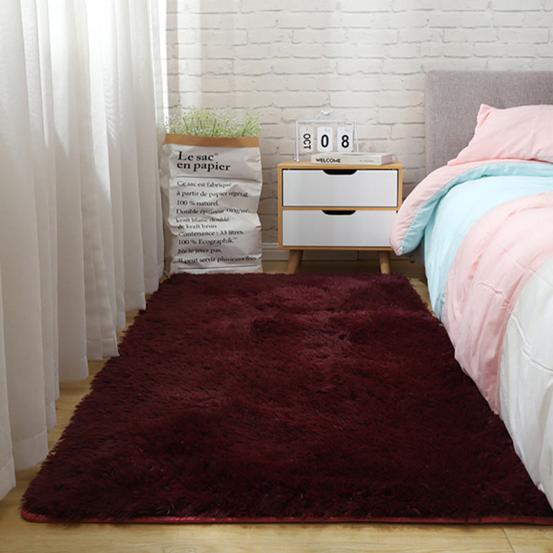 Natural Plain Shag Carpet Polyester Area Rug Stain Resistant Indoor Carpet for Adults Bedroom