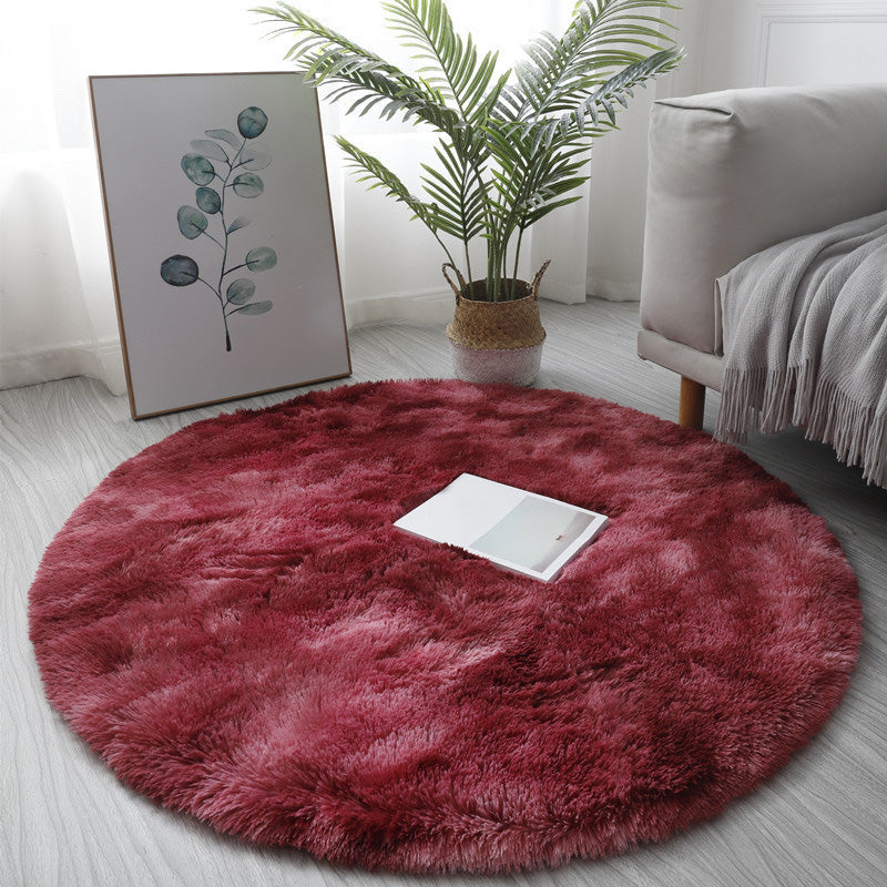 Round Plain Shag Rug Polyester Funky Carpet Pet Friendly Indoor Carpet for Home Decoration