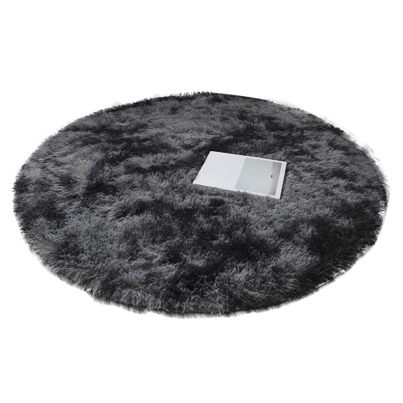 Round Plain Shag Rug Polyester Funky Carpet Pet Friendly Indoor Carpet for Home Decoration