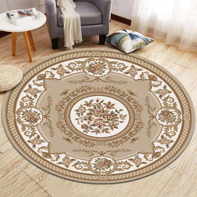 Light Brown Traditional Rug Polyester Graphic Rug Non-Slip Backing Rug for Home Decor