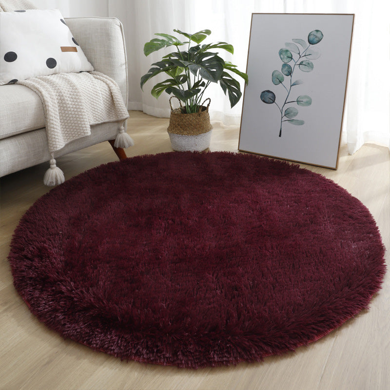 Round Solid Shag Carpet Polyester Comfort Indoor Rug Non-Slip Backing Carpet for Living Room