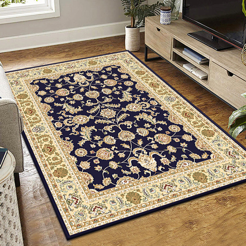 Red Retro Rug Polyster Graphic Rug Non-Slip Backing Rug for Living Room