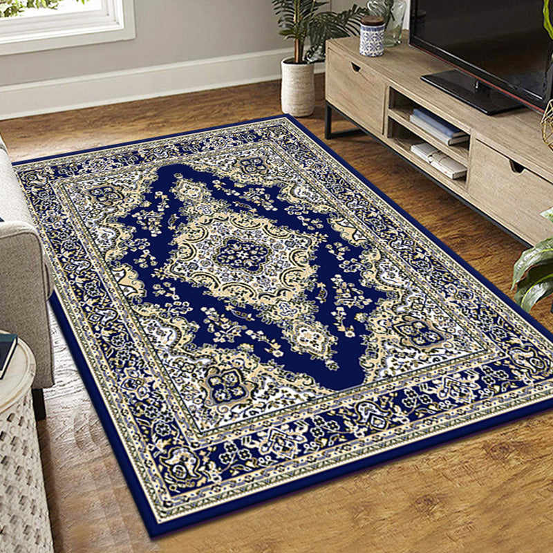 Red Retro Rug Polyster Graphic Rug Non-Slip Backing Rug for Living Room