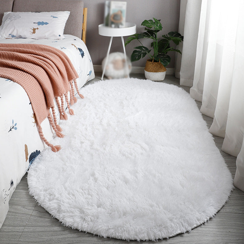 Ovaler fester Teppich Moderner Shag Innenteppich-Polyester Nicht-Rutsch-Rückseite Teppich für Erwachsene Schlafzimmer
