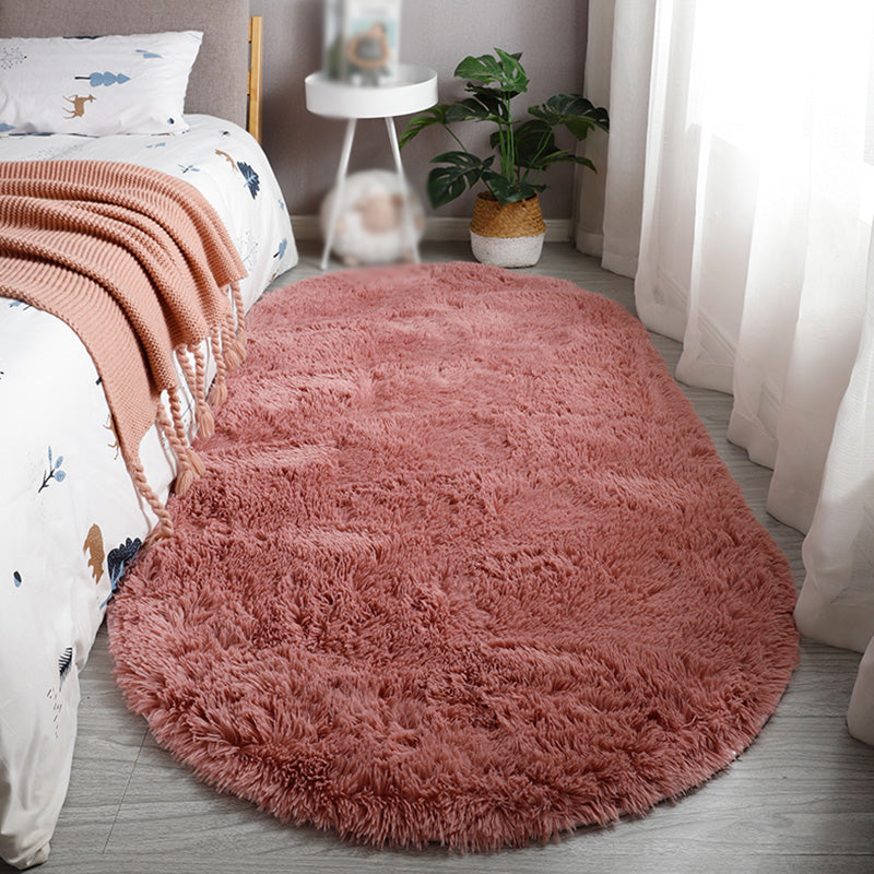 Ovaler fester Teppich Moderner Shag Innenteppich-Polyester Nicht-Rutsch-Rückseite Teppich für Erwachsene Schlafzimmer