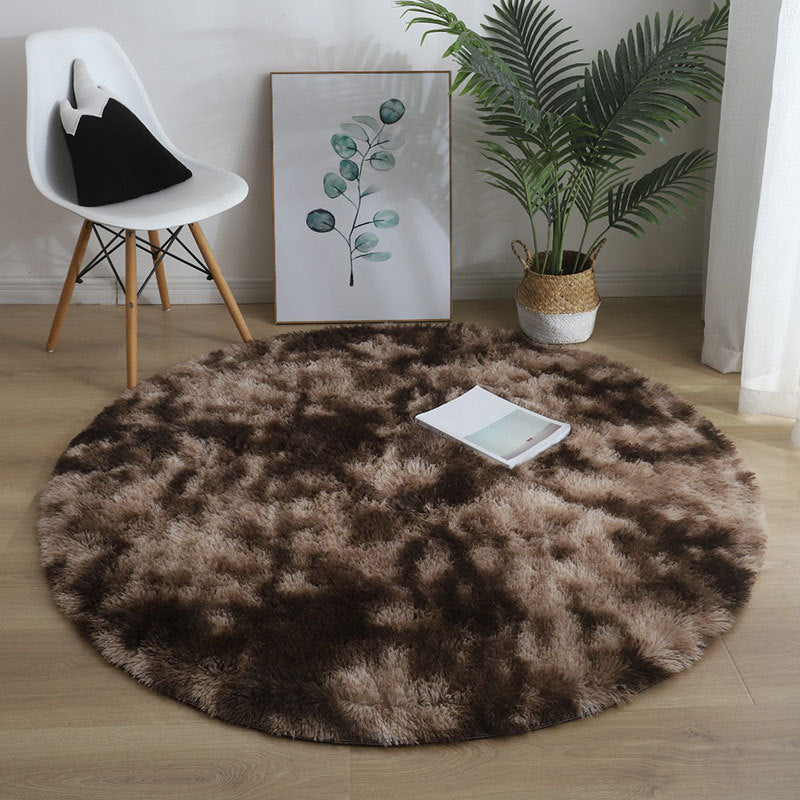 Round Plain Shag Rug Polyester Simplicity Carpet Pet Friendly Indoor Carpet for Home Decoration