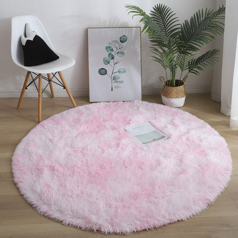 Round Plain Shag Rug Polyester Simplicity Carpet Pet Friendly Indoor Carpet for Home Decoration