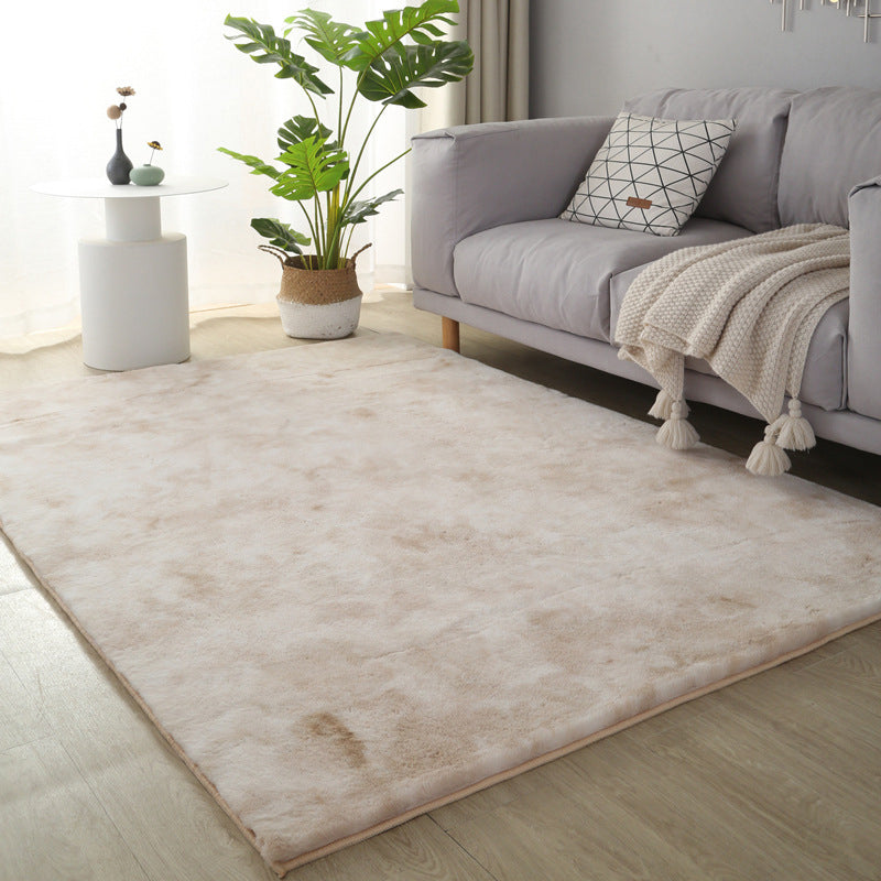 Trendy Plain Shag Area Rug Creative Polyester Rug Anti-Slip Backing Carpet for Home Decor