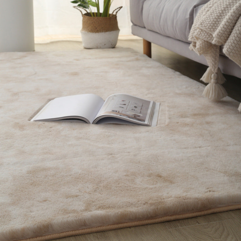 Trendy Plain Shag Area Rug Creative Polyester Rug Anti-Slip Backing Carpet for Home Decor