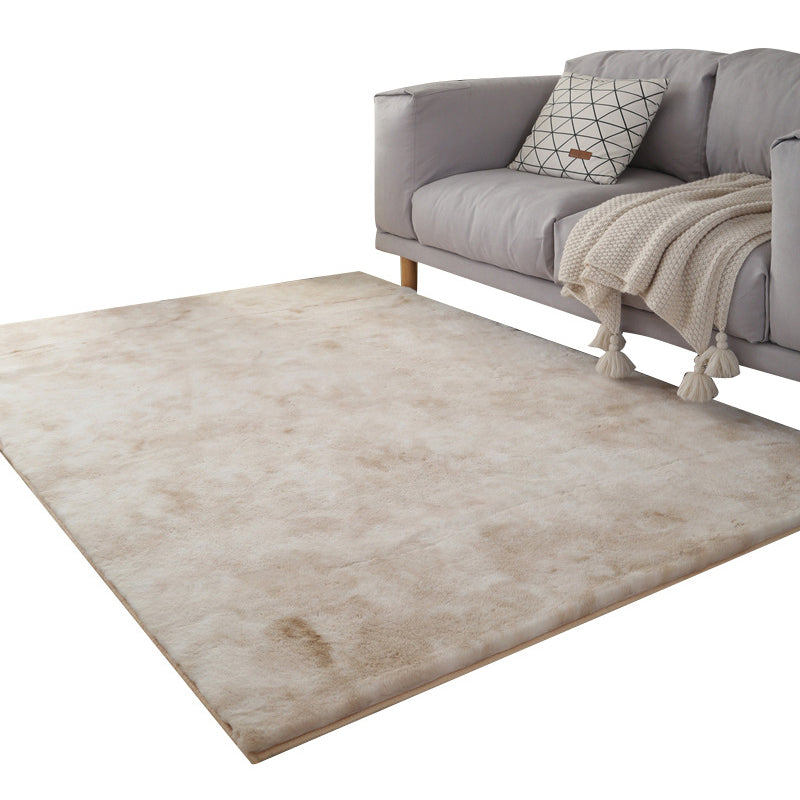 Trendy Plain Shag Area Rug Creative Polyester Rug Anti-Slip Backing Carpet for Home Decor
