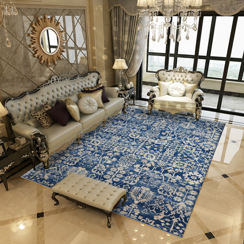 Green Retro Rug Polyester Graphic Rug Non-Slip Backing Rug for Living Room