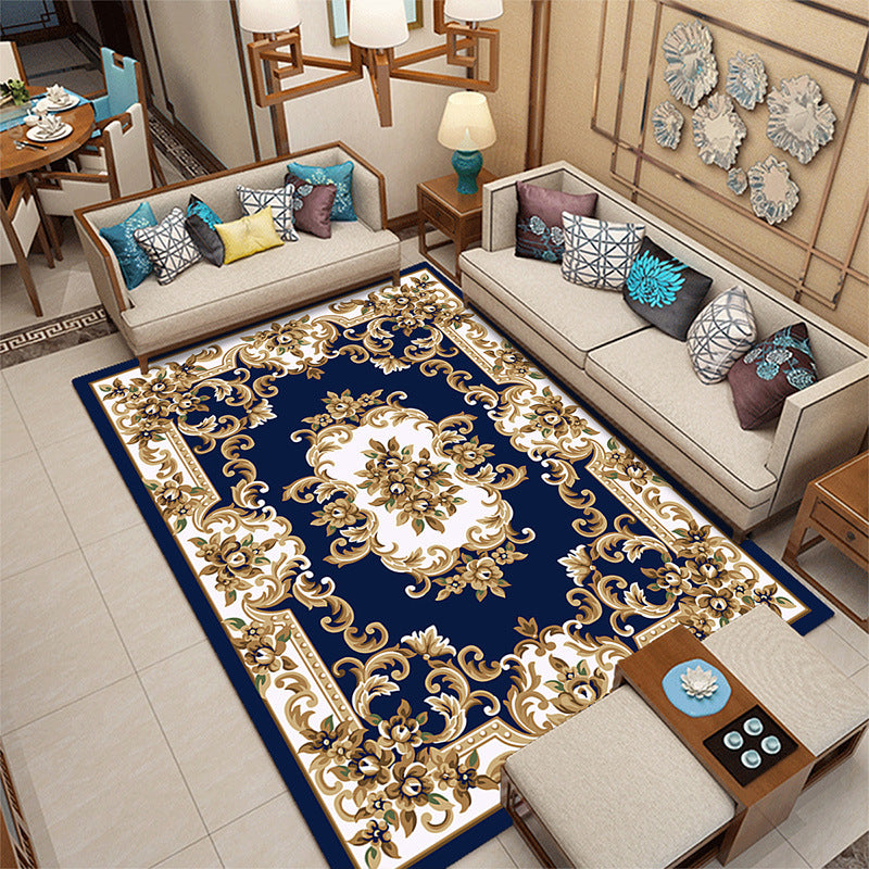 Funky European Style Rug Flower Print Carpet Polyester Stain Resistant Area Rug for Living Room