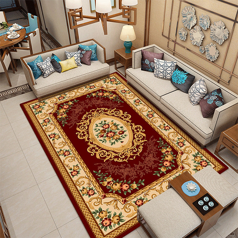 Funky European Style Rug Flower Print Carpet Polyester Stain Resistant Area Rug for Living Room