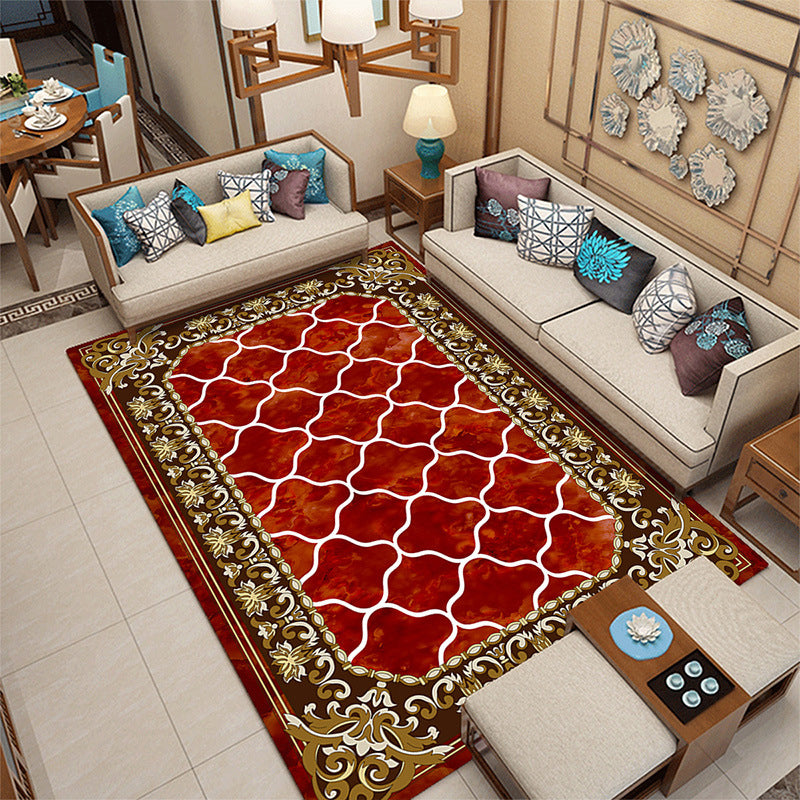 Leisure European Style Carpet Flower Print Area Rug Polyester Non-Slip Carpet for Living Room