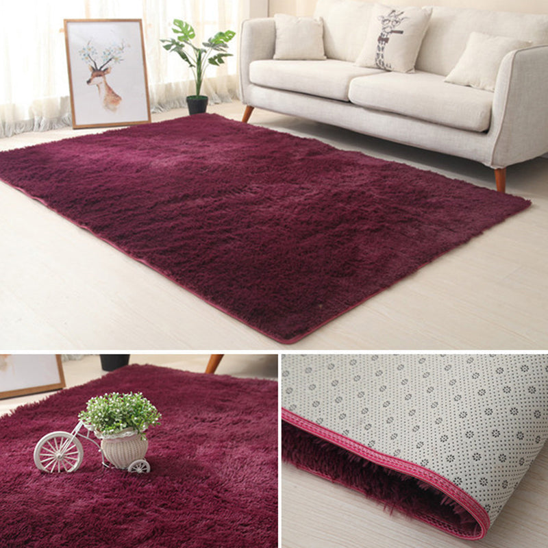 White Modern Carpet Polyester Solid Color Carpet Non-Slip Backing Carpet for Living Room