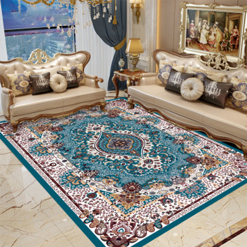 Retro Medallion Pattern Carpet Polyester Area Rug Non-Slip Backing Indoor Carpet for Living Room