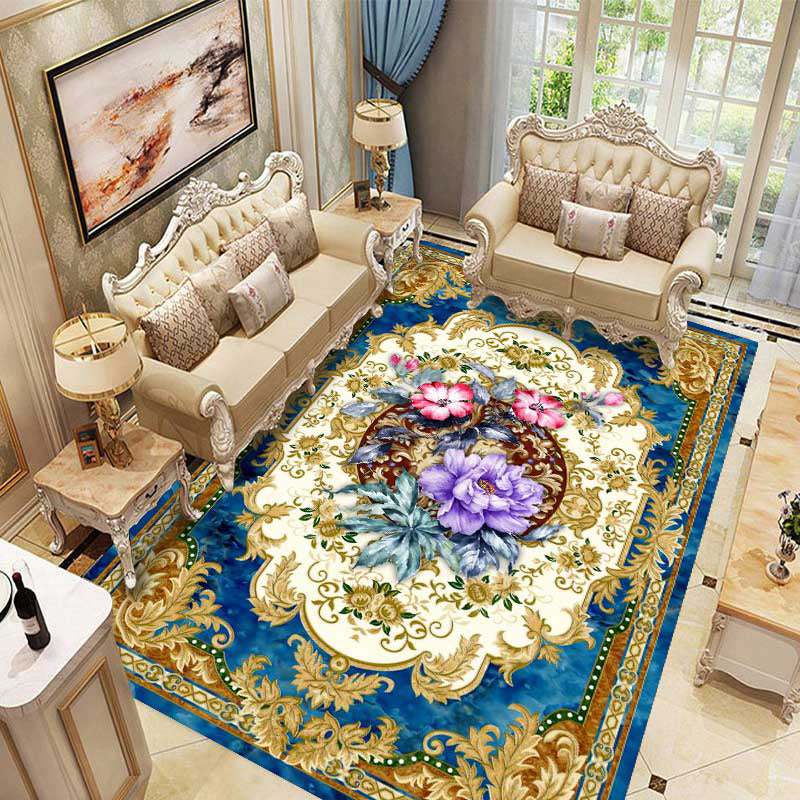 Roter Wohnzimmer-Teppichpolyester Europäischer Area Teppich Anti-Schlupf-Waschmaschine Teppich