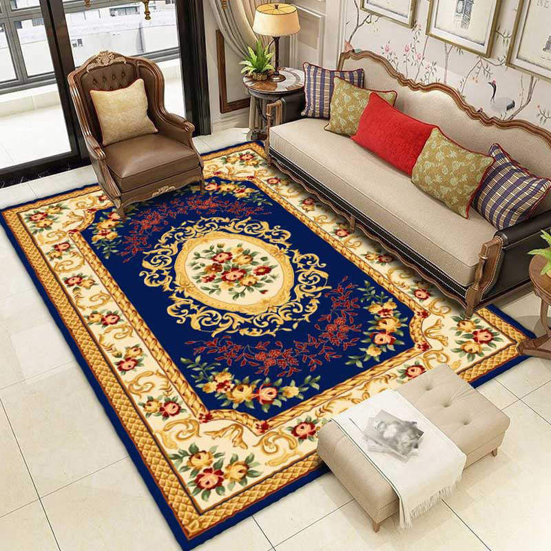 Europese stijl Blue Area Rug Polyester Area Tapijt Stain Resistent Easy Care Tapijt voor thuisdecoratie