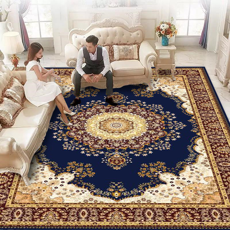 Europese stijl Blue Area Rug Polyester Area Tapijt Stain Resistent Easy Care Tapijt voor thuisdecoratie