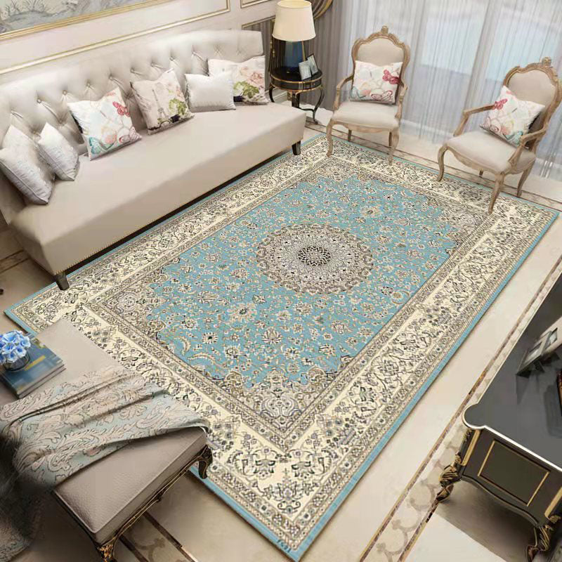 Traditional Area Rug Multicolor Floral Printed Carpet Non-Slip Backing Carpet for Living Room