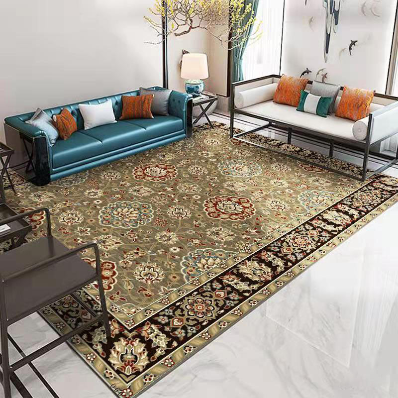 Traditional Area Rug Multicolor Floral Printed Carpet Non-Slip Backing Carpet for Living Room