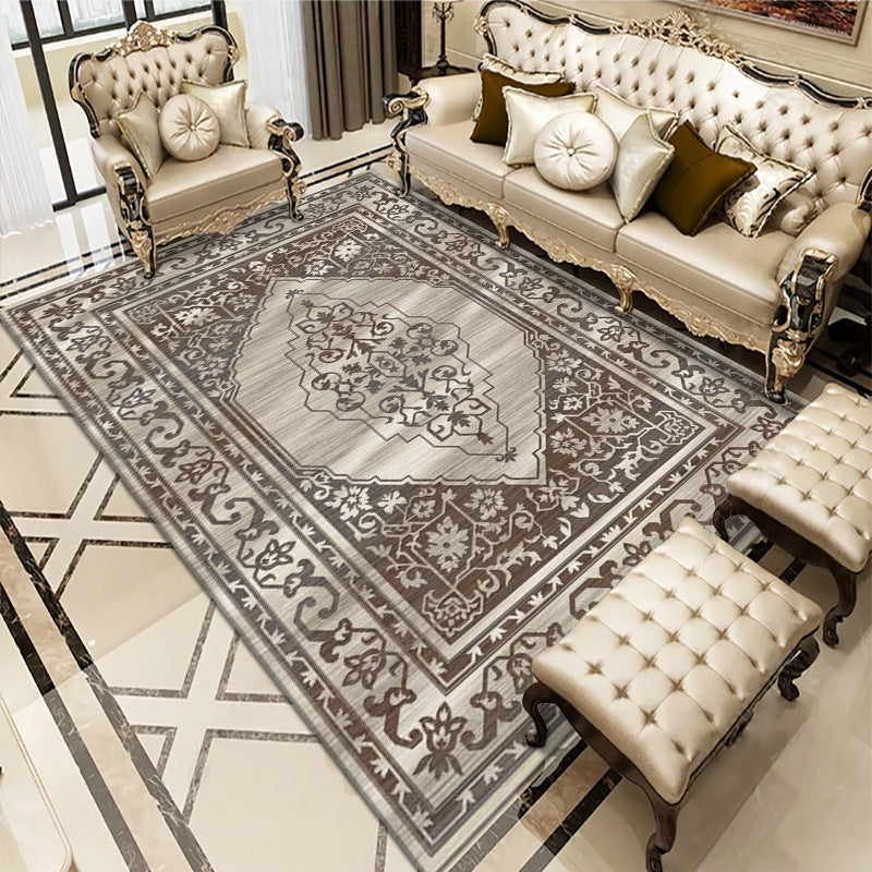 Teppich aus der Mitte des Jahrhunderts Nostalgie Blumendruck Teppich Polyester Anti-Rutsch-Rücken-Wohnzimmer Teppich