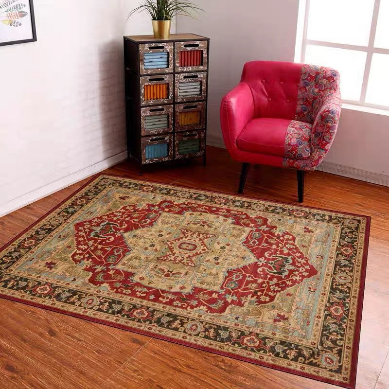 Antike Innenteppich Multikolor Tribal Muster Polyester Teppich Anti-Rutsch-Fläche für Wohnzimmer