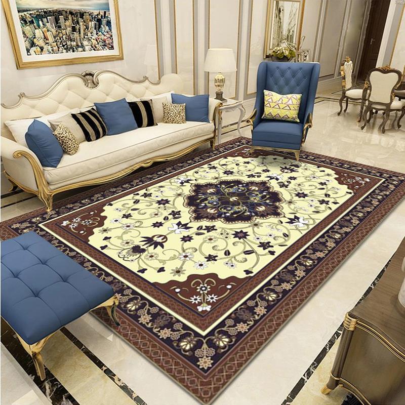 Funky Area Rug Medallion Print European Carpet Polyester Stain Resistant Area Rug for Living Room