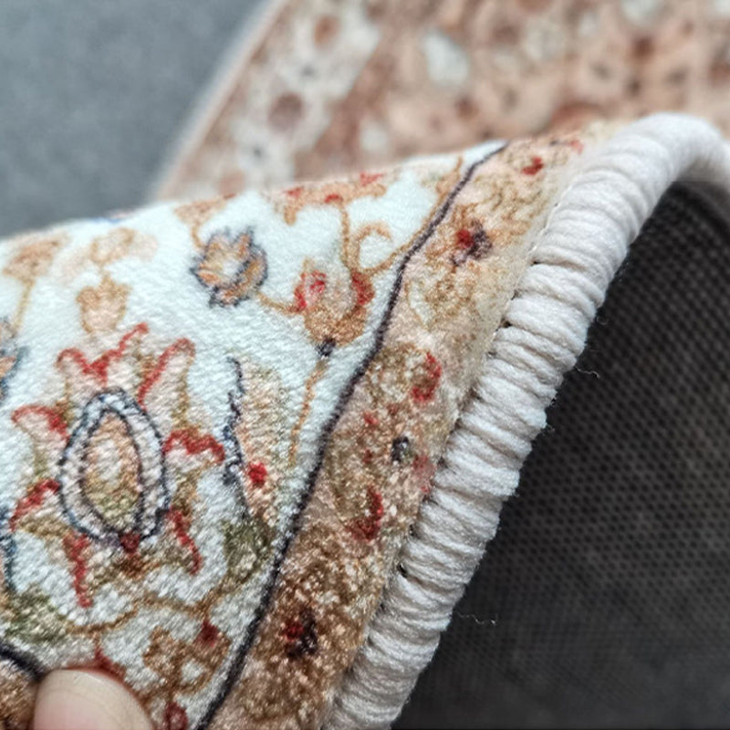 Brown Living Room Area Carpet European Style Polyester Area Rug Anti-Slip Easy Care Rug