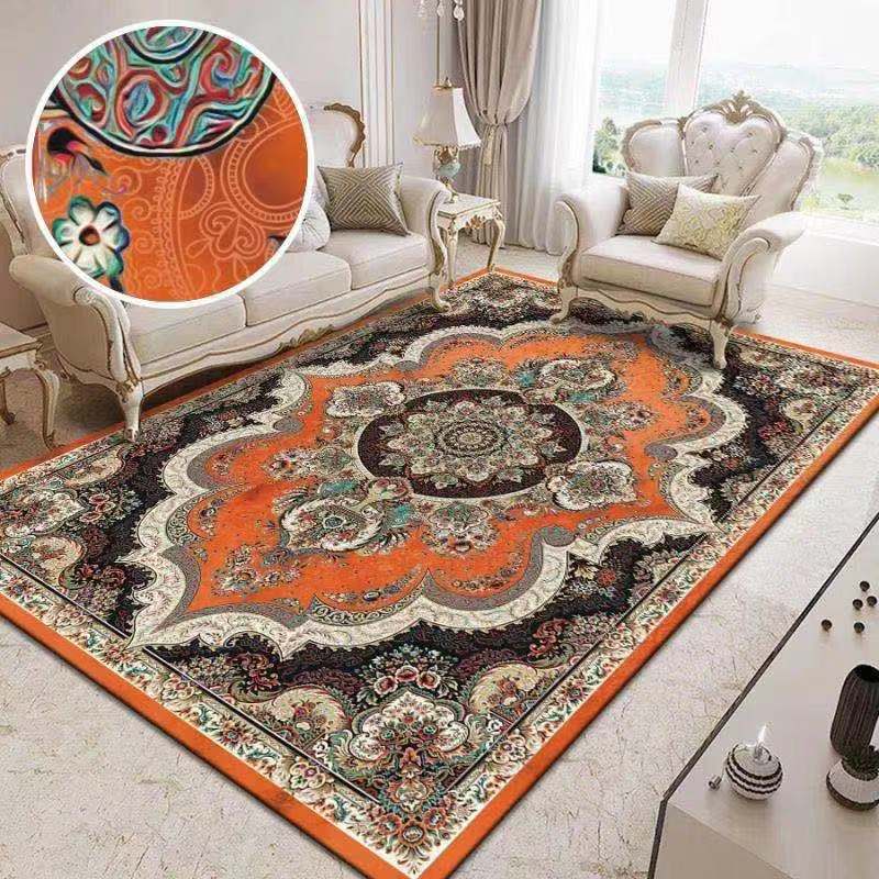 Shabby Chic Medallion Print Rug Polyester Area Rug Stain Resistant Indoor Carpet for Living Room