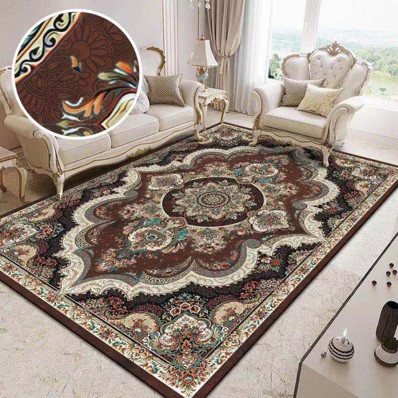 Shabby Chic Medallion Print Rug Polyester Area Rug Stain Resistant Indoor Carpet for Living Room