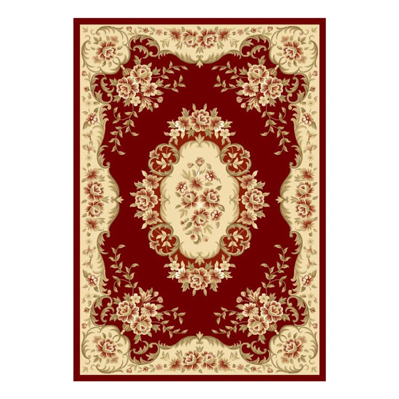 Victorian Floral Printed Carpet Polyester Area Rug Stain Resistant Indoor Rug for Living Room