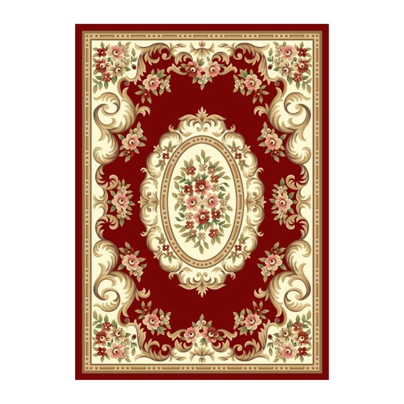Victorian Floral Printed Carpet Polyester Area Rug Stain Resistant Indoor Rug for Living Room