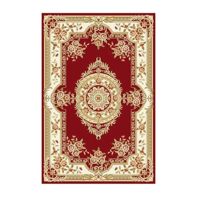 Victorian Floral Printed Carpet Polyester Area Rug Stain Resistant Indoor Rug for Living Room